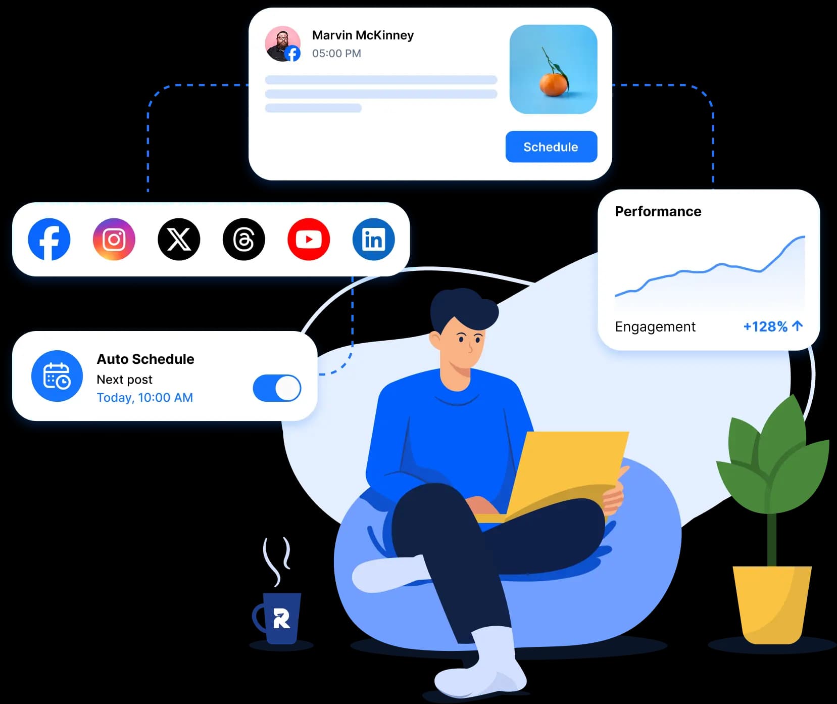 RepeatPost social media management dashboard for solo creators
