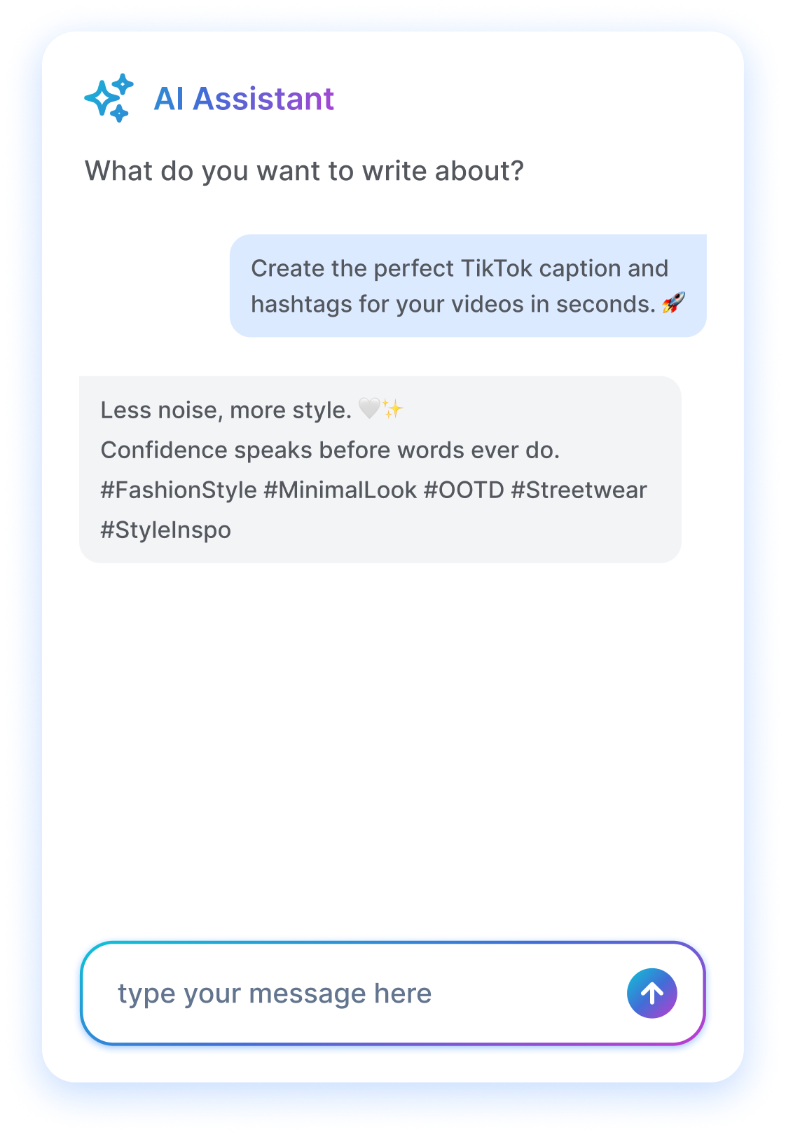 AI assistant chat panel