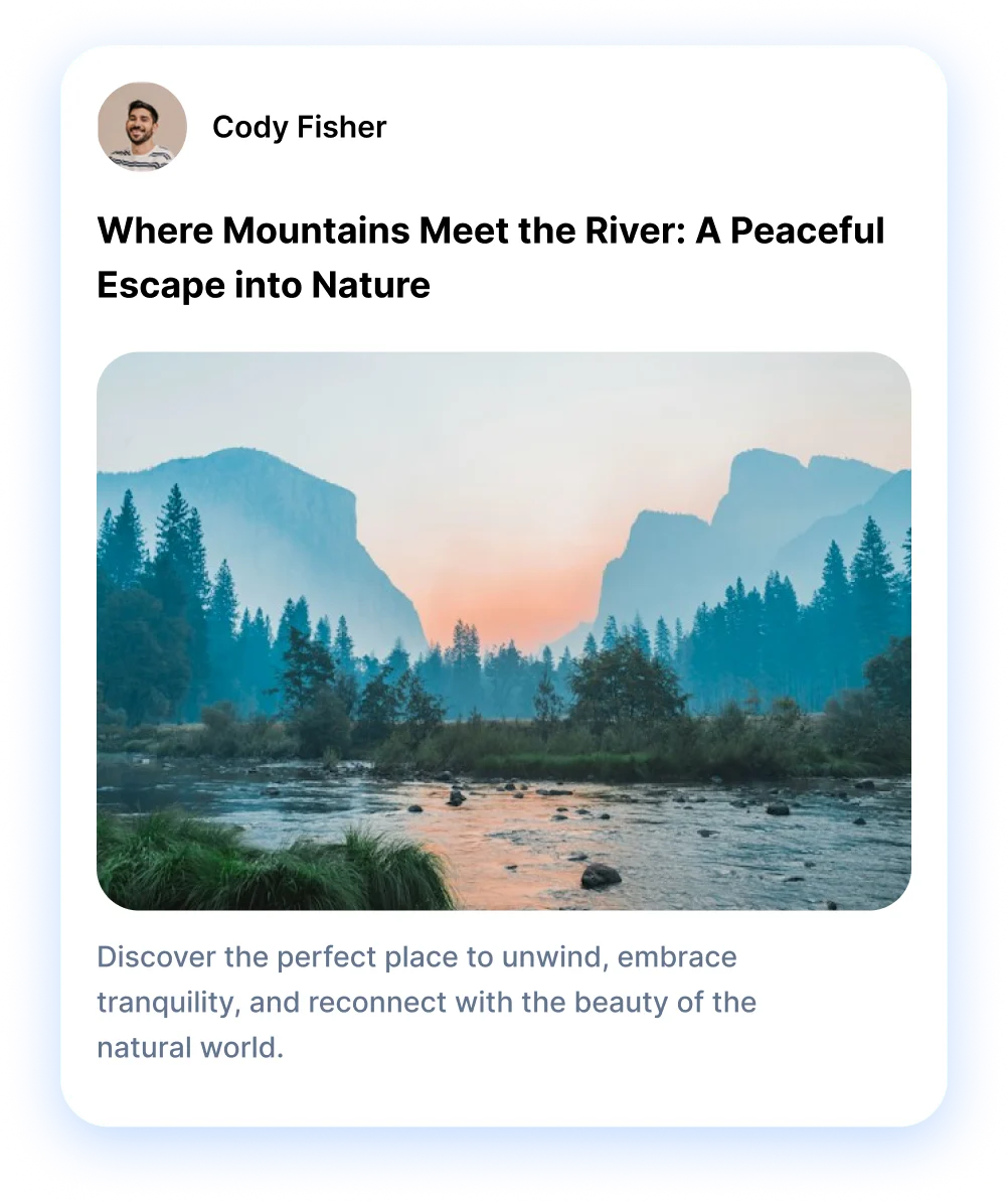 Blog post generated by AI with a nature image, title and caption