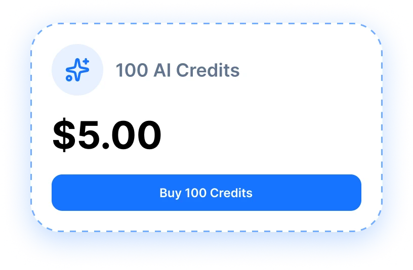 100 AI credits for $5.00 with a buy button