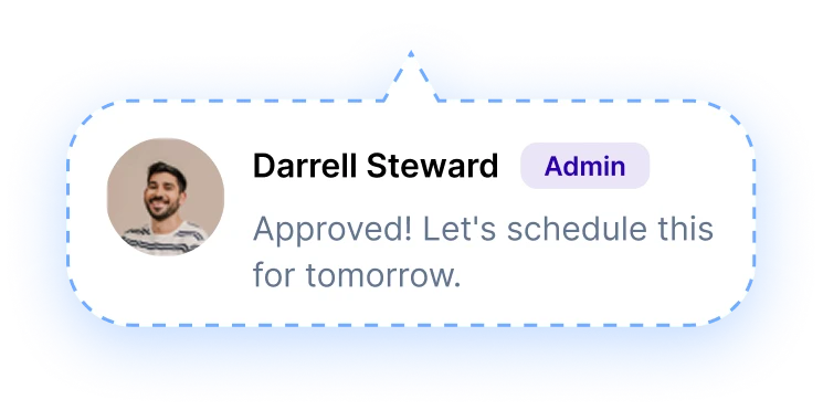 admin comment approving the post for tomorrow