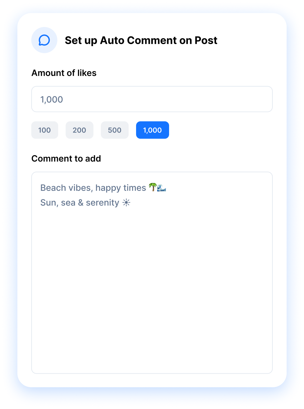 set up auto comment on post