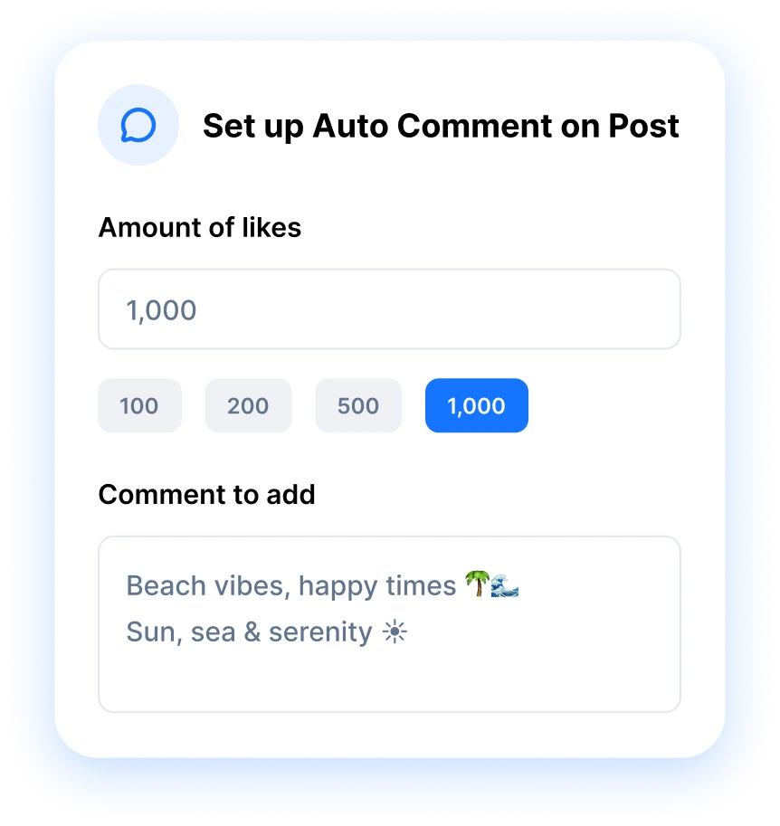 auto comment rule set to post a comment at 1,000 likes