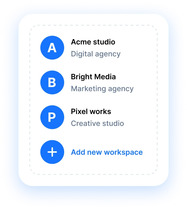 Workspace switcher listing client workspaces
