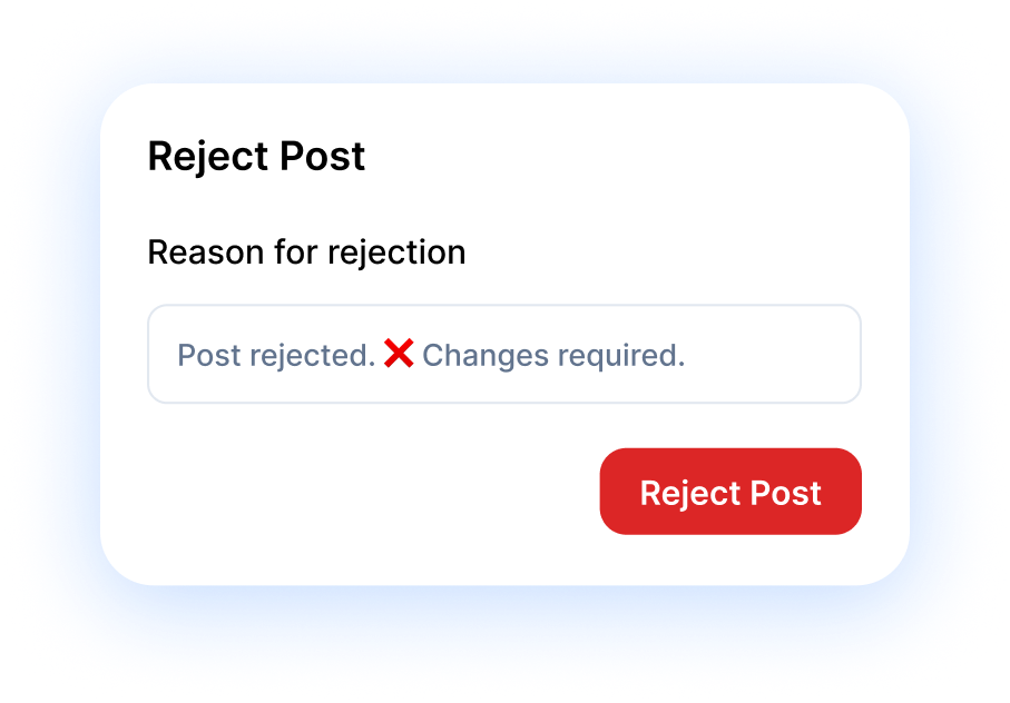 reject post reason form