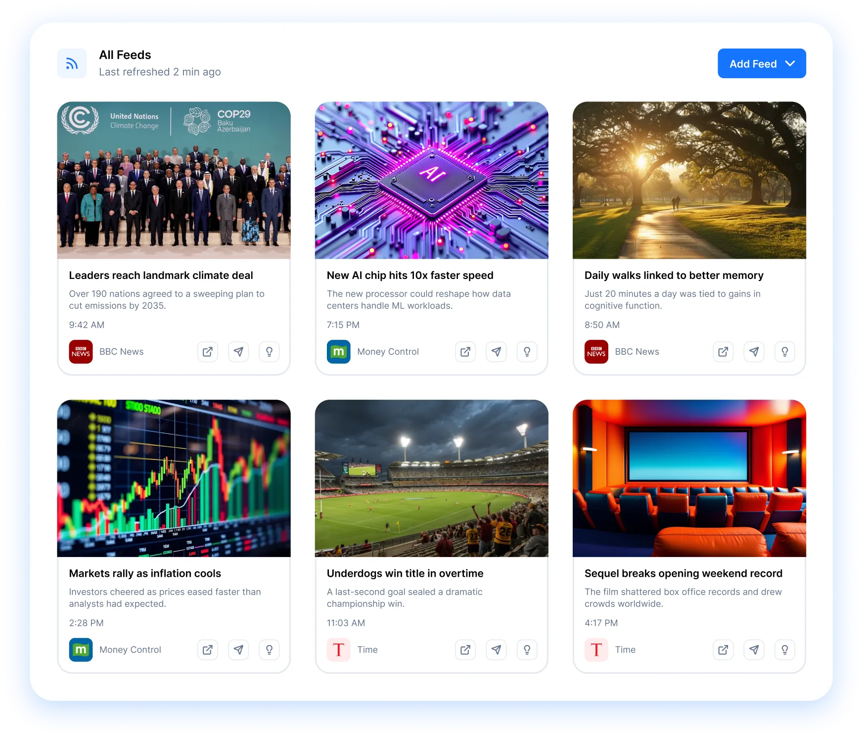 content feeds dashboard