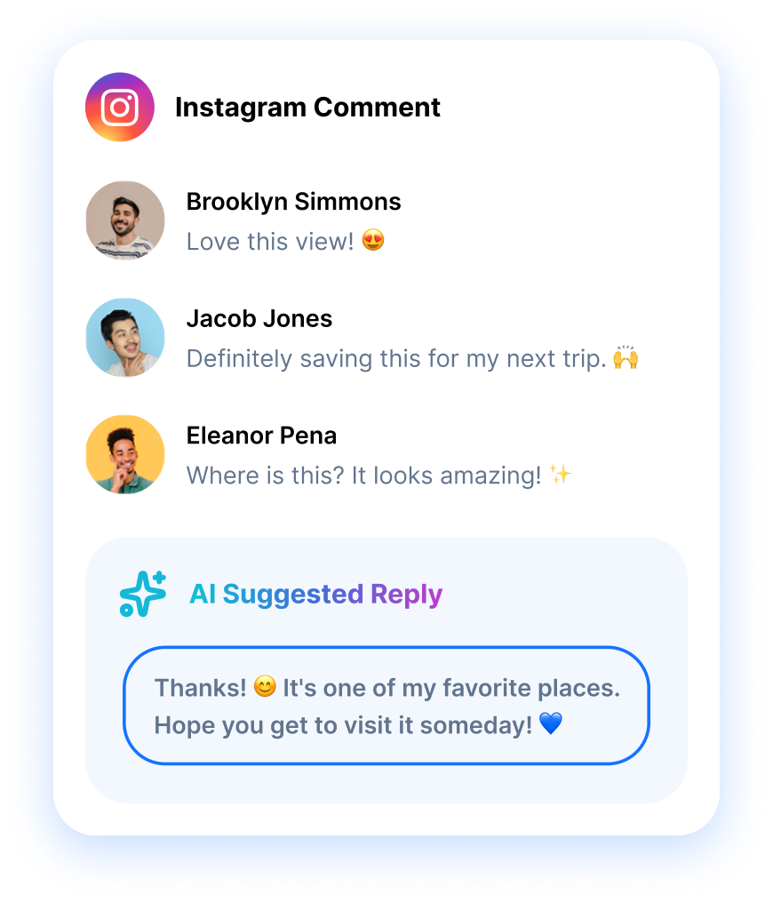 instagram comments and AI suggested reply