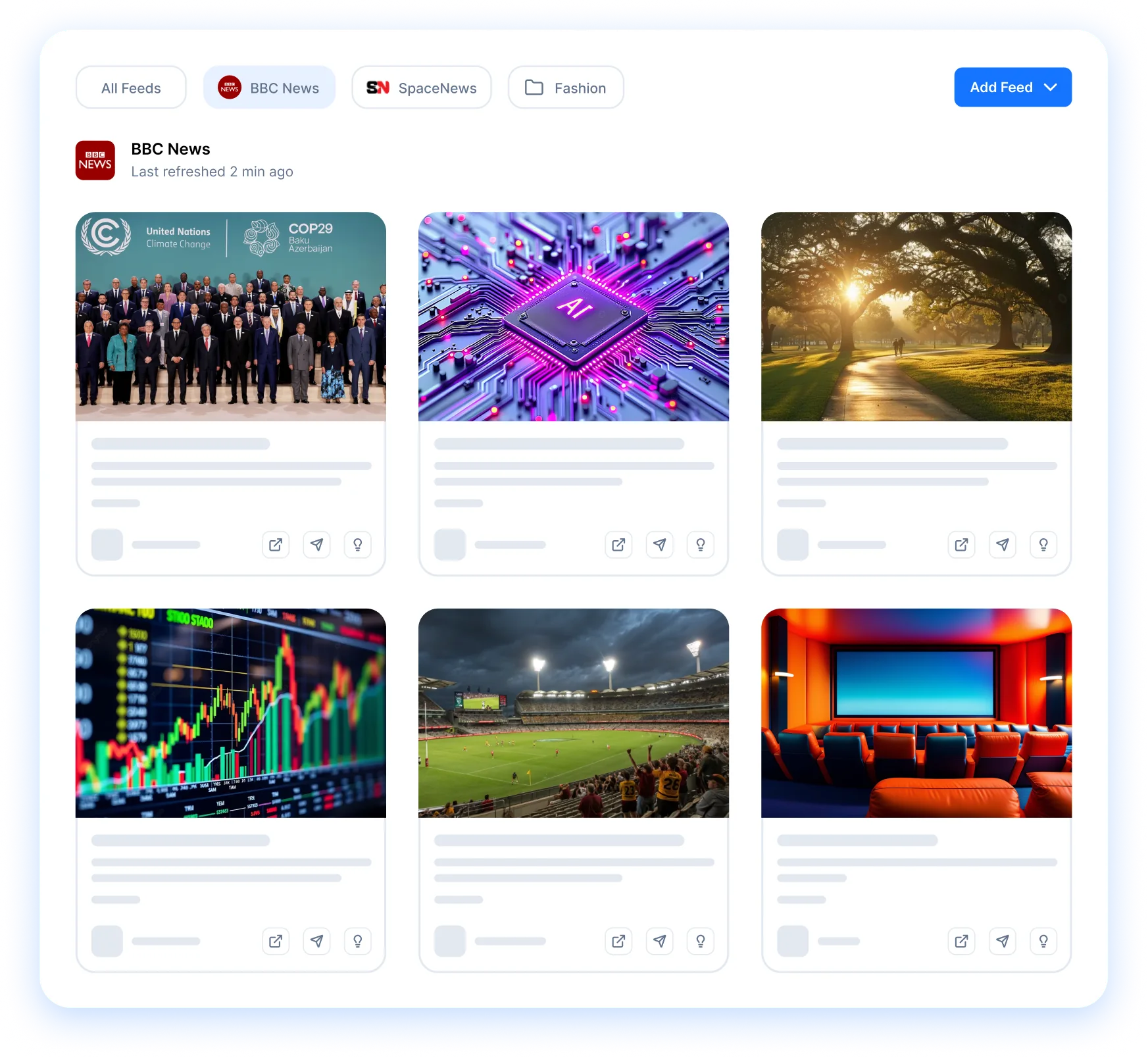 content feed dashboard