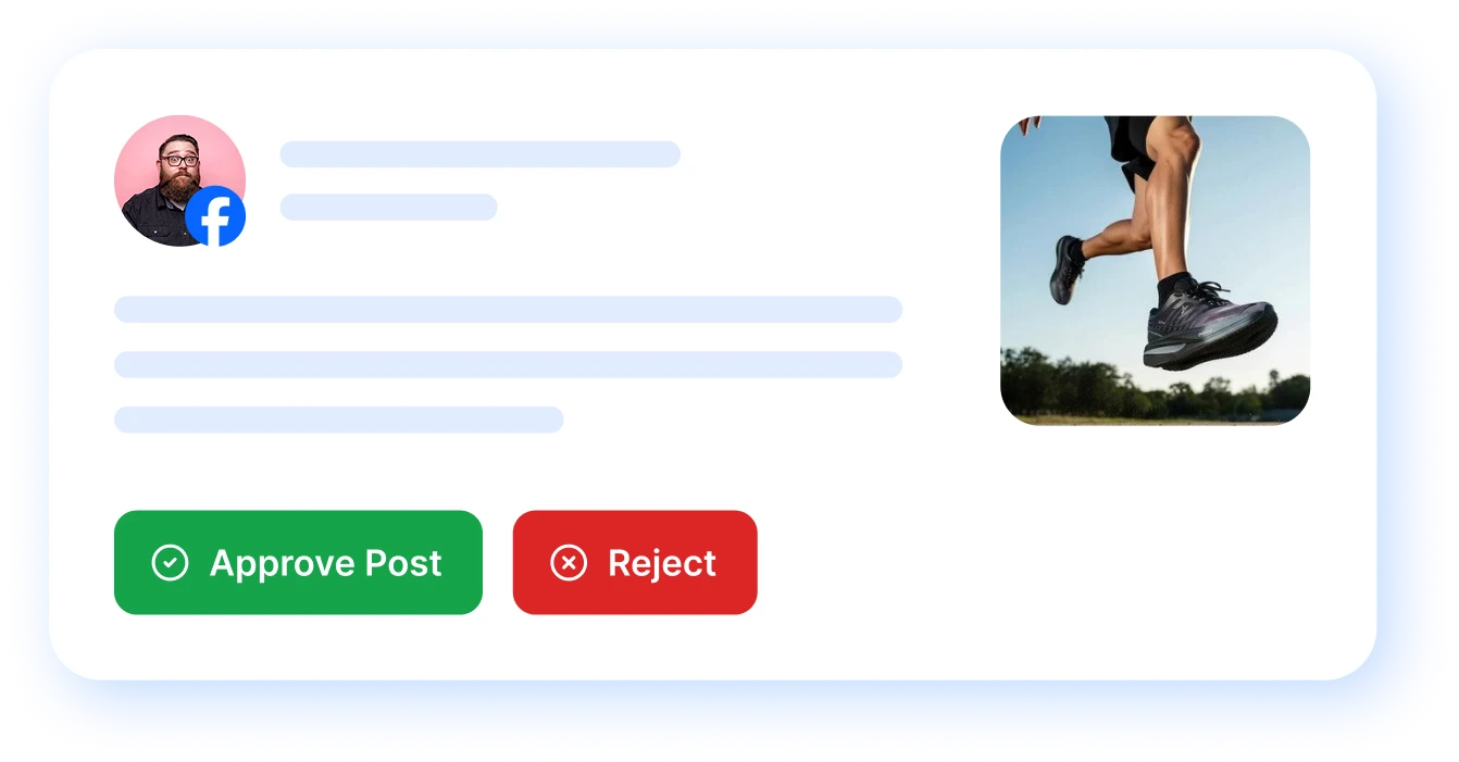scheduled post with approve and reject buttons