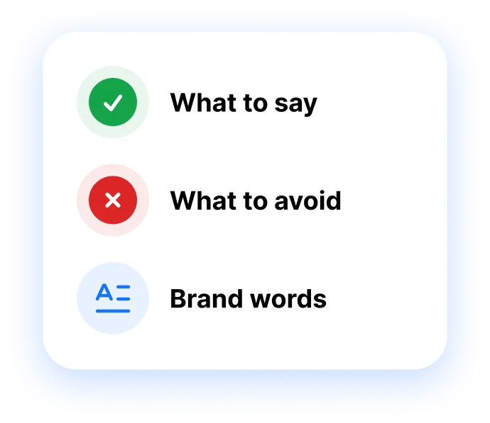 Guideline types: what to say, what to avoid, brand words
