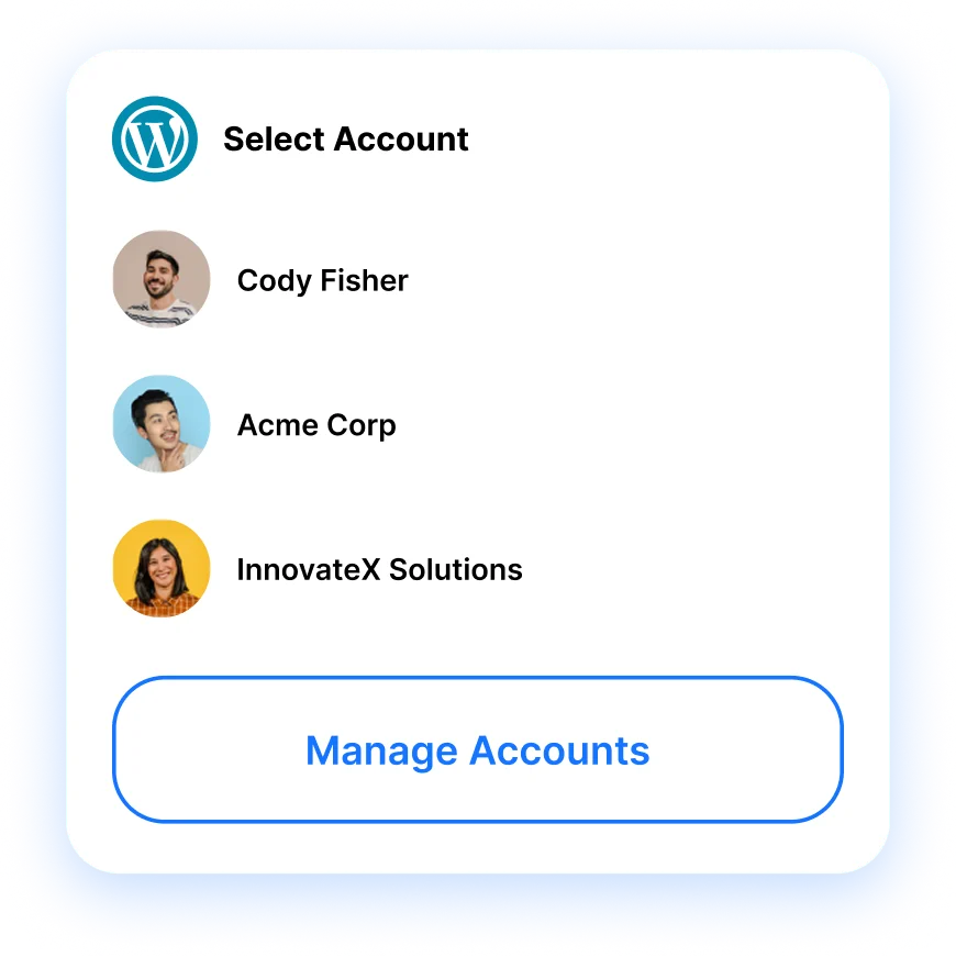 Select which WordPress account to publish to