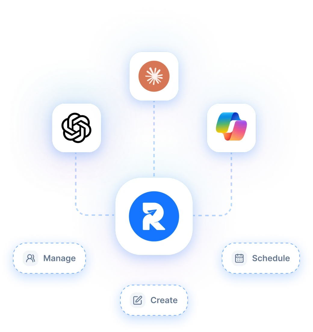 RepeatPost MCP server connected to ChatGPT, Claude and Copilot to create, schedule and manage social posts