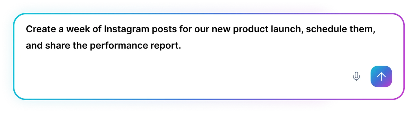 Prompt asking the AI agent to create, schedule and report on a week of Instagram posts