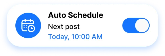 Auto schedule switched on, next post today at 10:00 AM