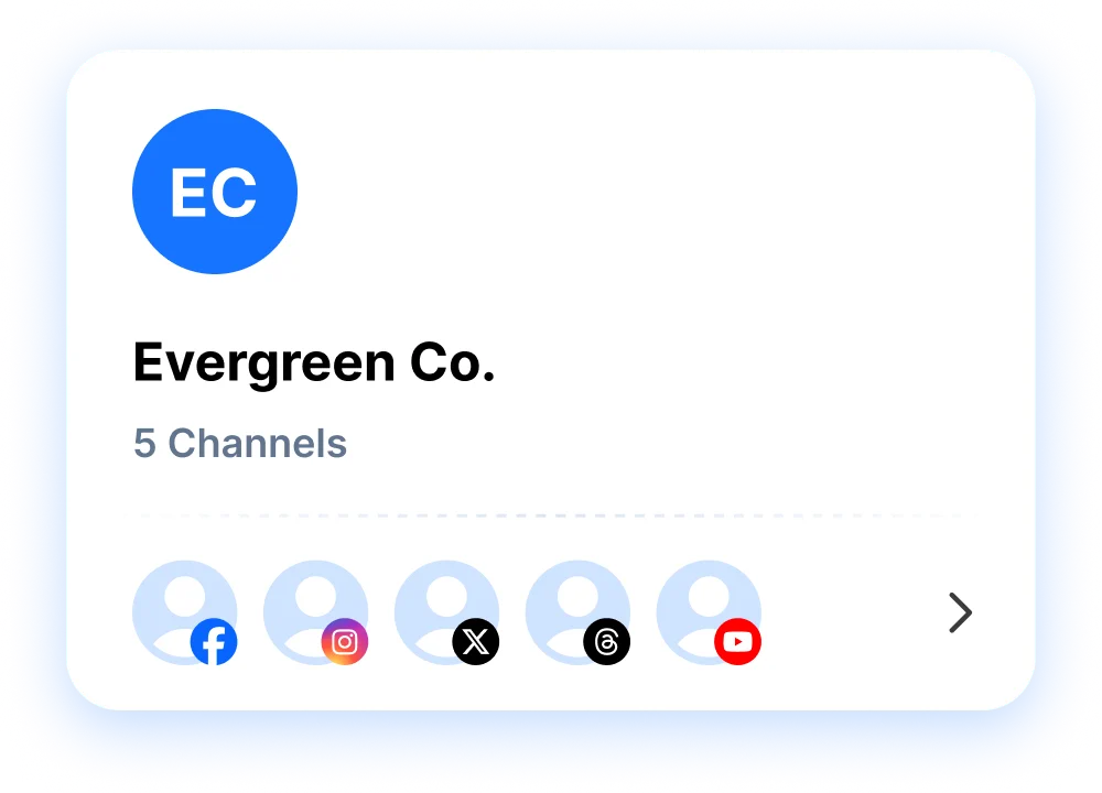 Evergreen Co. channel group with 5 channels
