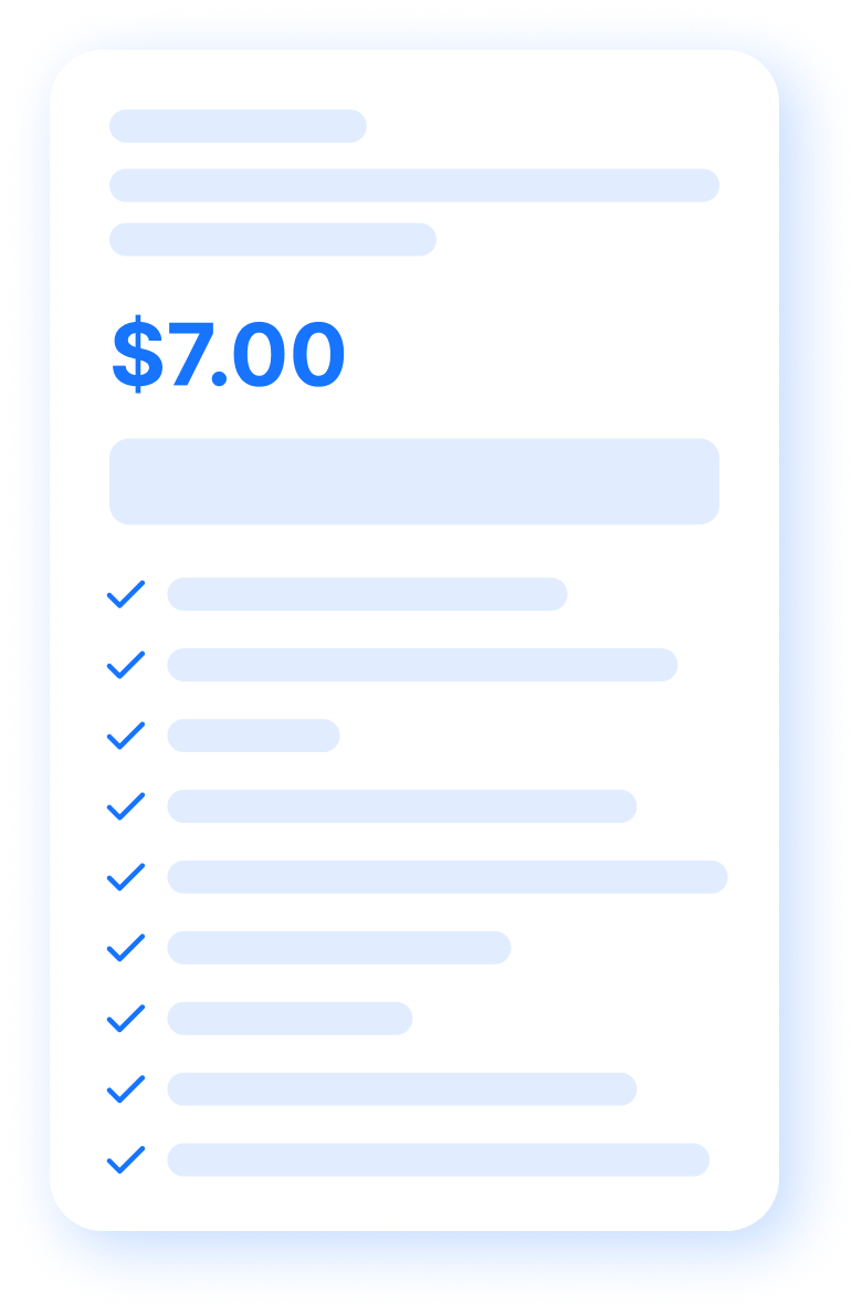 plan card priced at $7.00