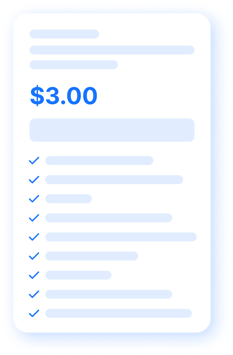 plan card priced at $3.00