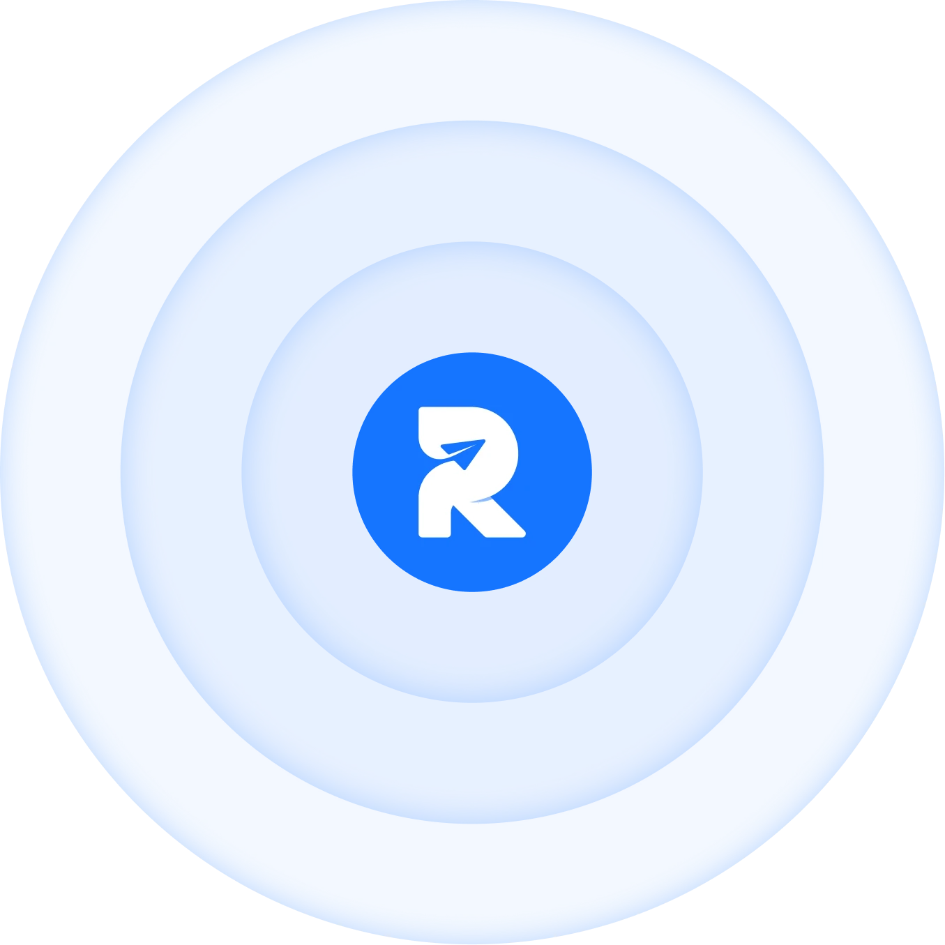 RepeatPost logo inside concentric rings