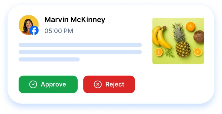 post awaiting approval with approve and reject buttons
