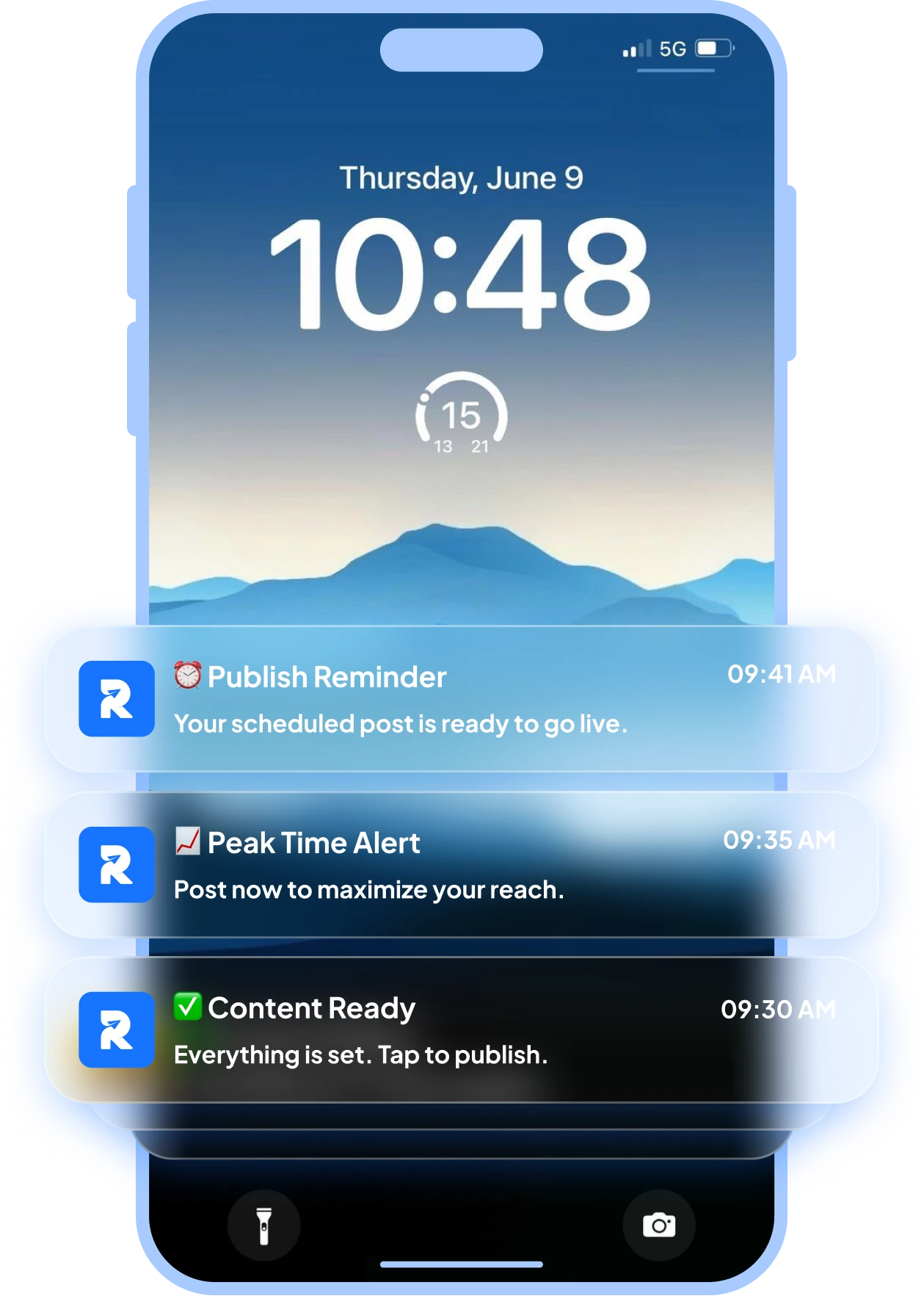 Push reminder from the RepeatPost app for a scheduled Facebook group post