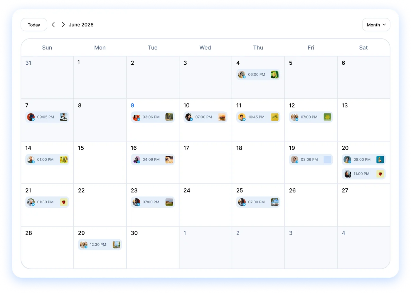 Monthly content calendar with scheduled WordPress posts