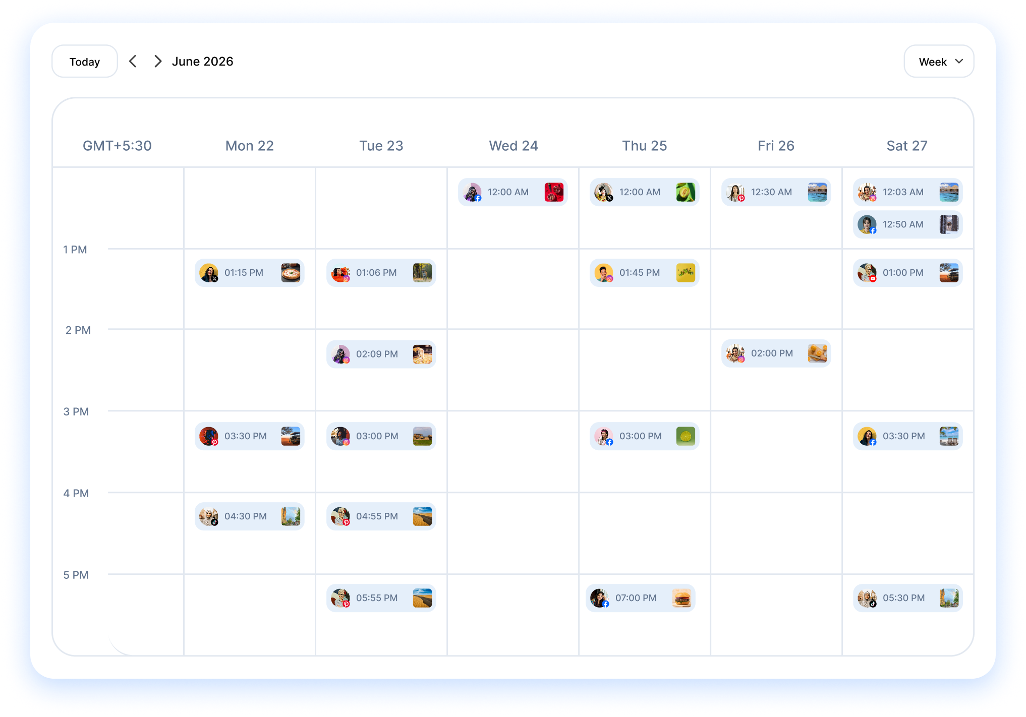 weekly content calendar