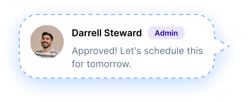 admin approval comment