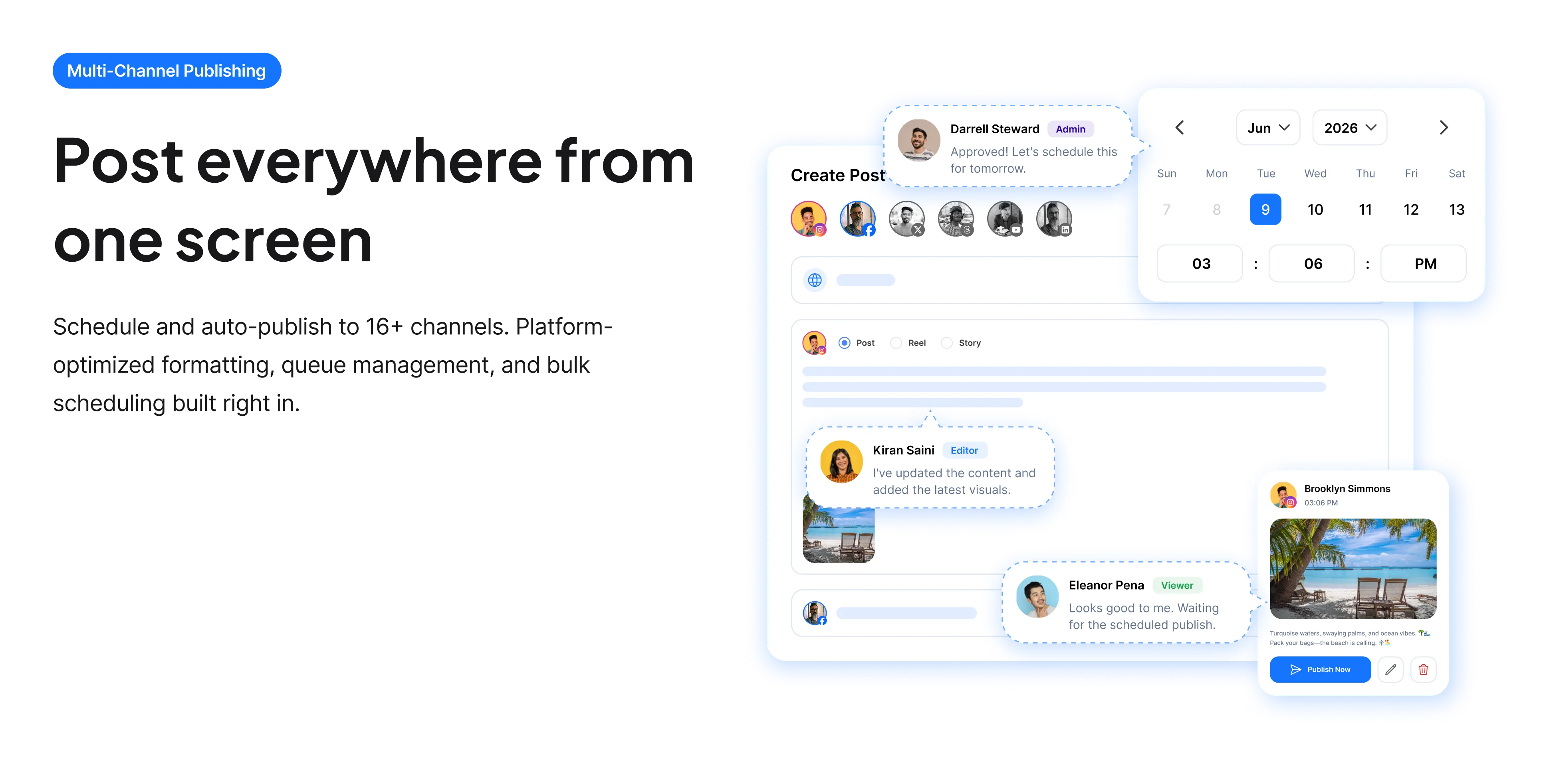Multi channel publishing: post everywhere from one screen